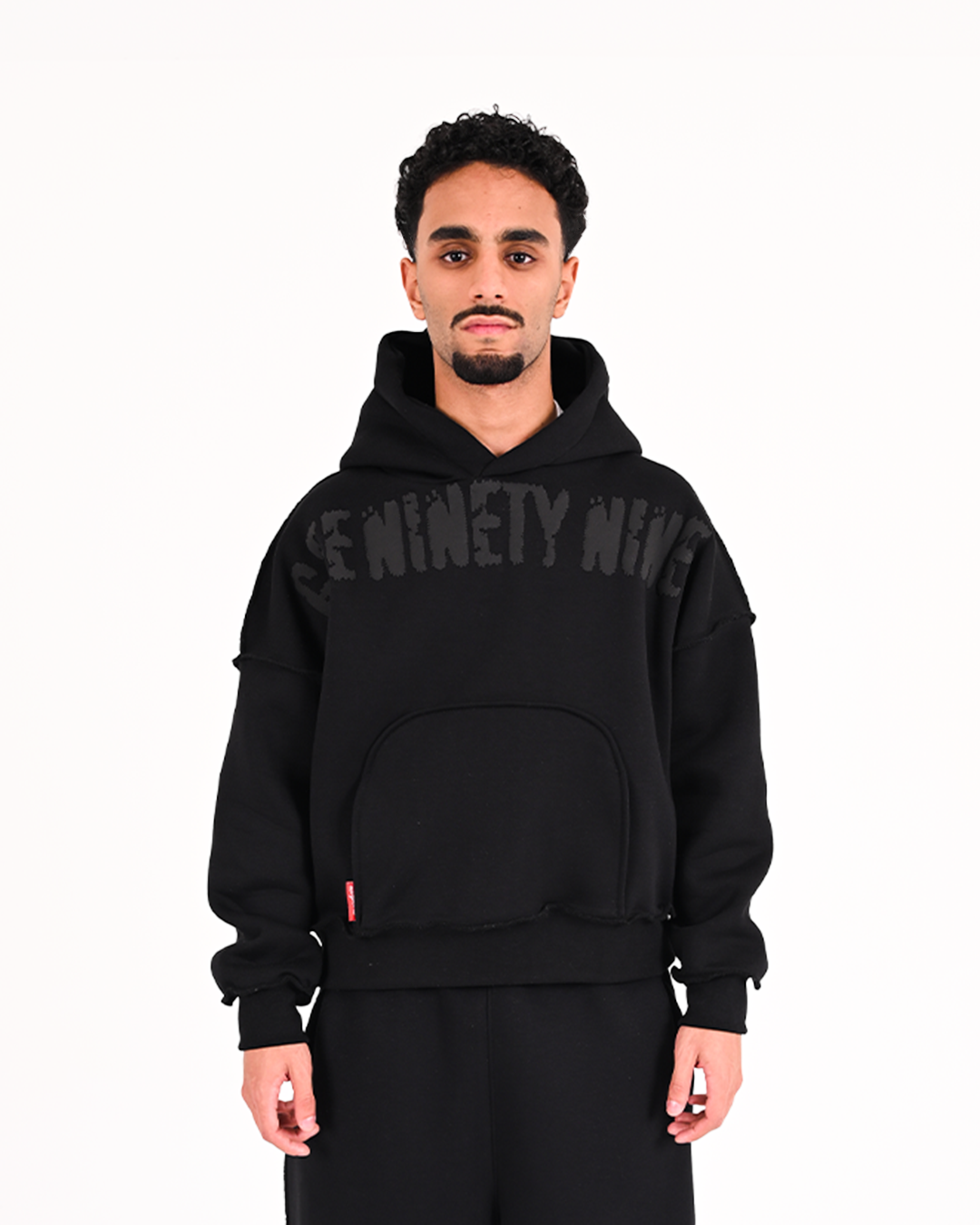 BLACK ON BLACK RAW HOODIE