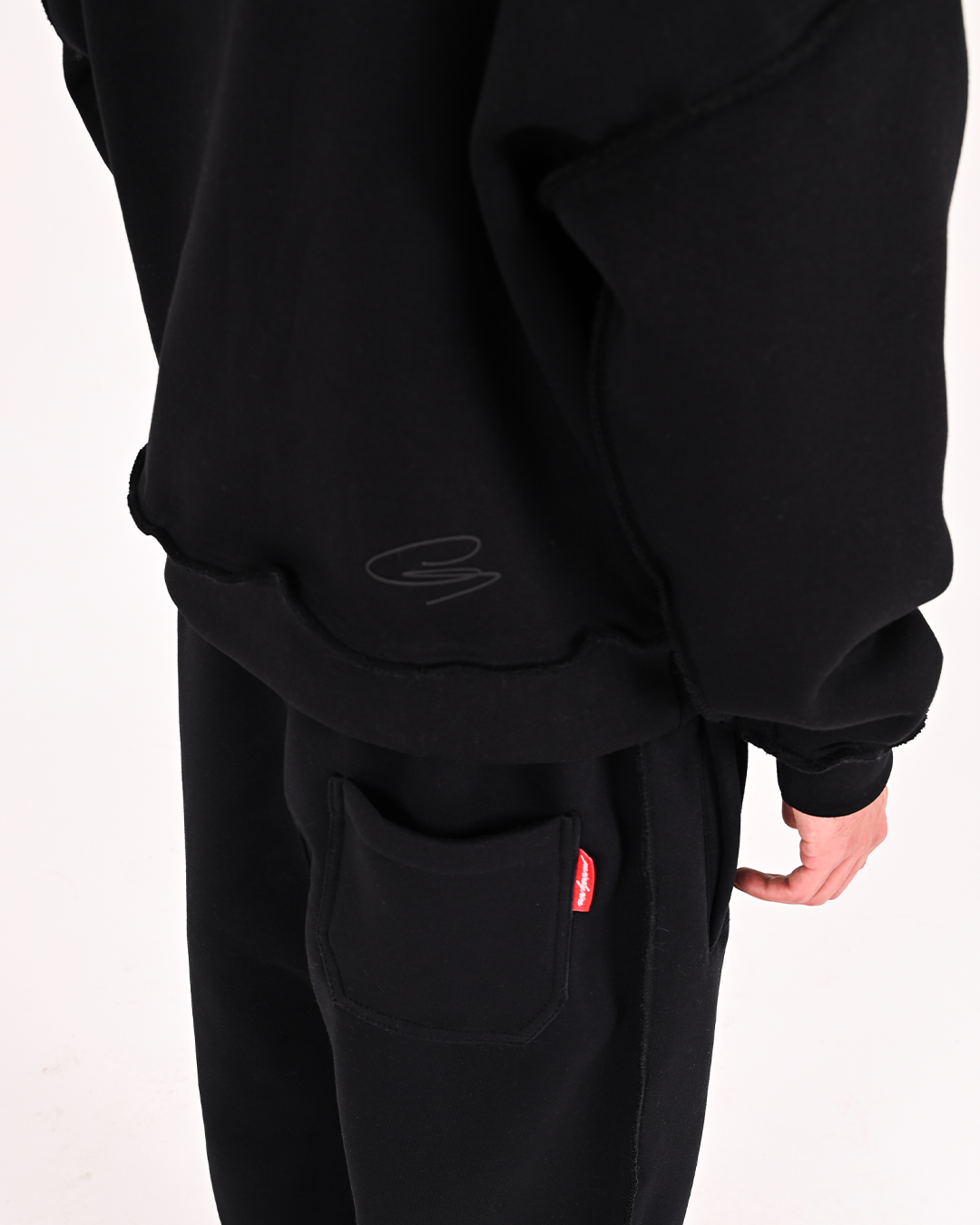 BLACK ON BLACK RAW HOODIE