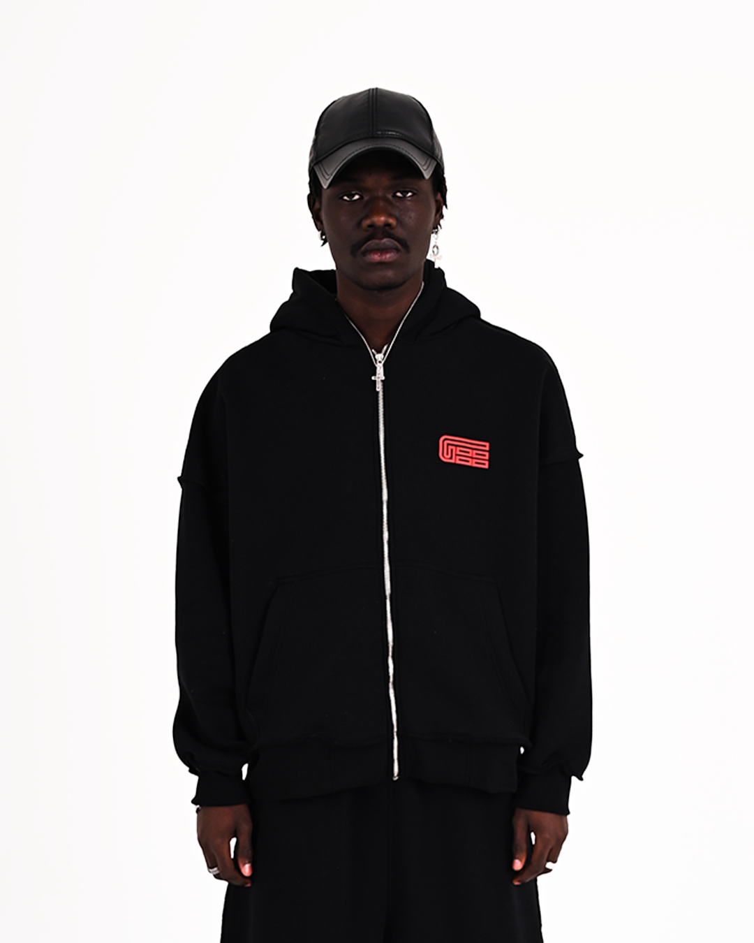BLACK RAW ZIP-UP