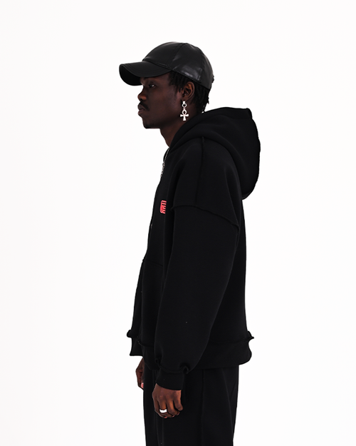 BLACK RAW ZIP-UP