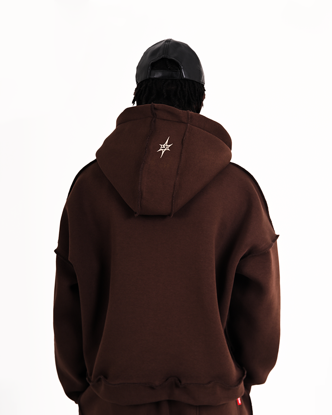 BROWN RAW ZIP-UP