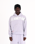 WHITE ON GREY RAW HOODIE