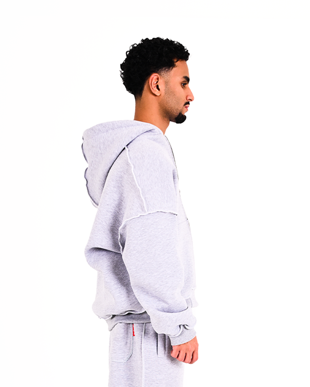 GREY RAW ZIP-UP