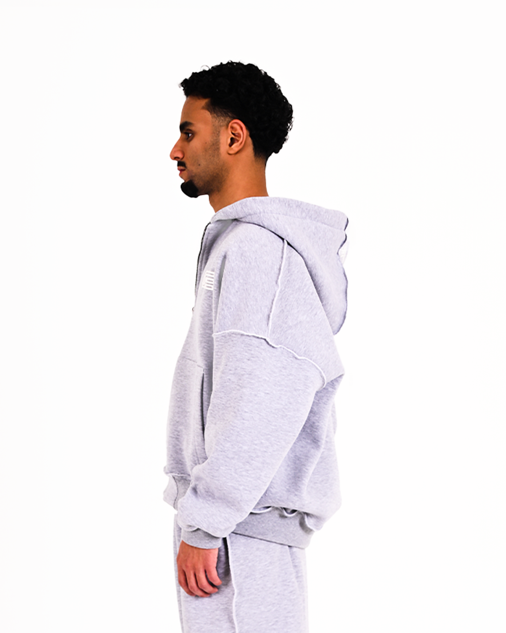 GREY RAW ZIP-UP